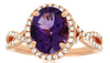 LARGE 2.75CT DIAMOND AAA AMETHYST 14KT ROSE GOLD OVAL & ROUND HALO INFINITY RING