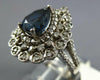 LARGE 3.08CT DIAMOND & AAA SAPPHIRE 14KT WHITE GOLD 3D PEAR SHAPE COCKTAIL RING