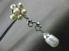 ANTIQUE LARGE .25CT DIAMOND & AAA SOUTH SEA PEARL 18KT WHITE GOLD LEAF EARRINGS