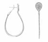 LARGE 1.16CT DIAMOND 18K WHITE GOLD 3D DOUBLE TEAR DROP CLIP ON HANGING EARRINGS