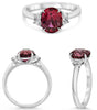 2.88CT DIAMOND & AAA RUBY PLATINUM 3D OVAL & HALF MOON 3 STONE CLASSIC RING
