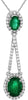 1.92CT DIAMOND & AAA EMERALD 14K WHITE GOLD OVAL & ROUND HALO TRIANGULAR PENDANT