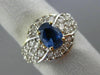 ESTATE WIDE 1.40CT DIAMOND & AAA SAPPHIRE 14K TWO TONE GOLD OVAL ENGAGEMENT RING