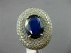 ESTATE LARGE 6.95CT DIAMOND & AAA SAPPHIRE 14KT WHITE GOLD OVAL ENGAGEMENT RING