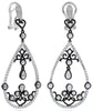 2.51CT WHITE & ROSE CUT DIAMOND 18KT WHITE & BLACK GOLD TEAR DROP LOVE EARRINGS