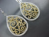 ESTATE LARGE 2.11CT DIAMOND 18KT 2 TONE GOLD FILIGREE TEAR DROP HANGING EARRINGS