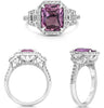 3.82CT DIAMOND & AAA PINK SAPPHIRE PLATINUM EMERALD CUT & TRAPEZOID 3 STONE RING