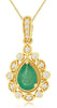 .80CT DIAMOND & AAA EMERALD 14KT YELLOW GOLD PEAR SHAPE & ROUND FLOATING PENDANT