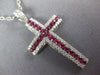 ESTATE LARGE .97CT DIAMOND & AAA RUBY 18KT WHITE GOLD 3D CLASSIC CROSS PENDANT