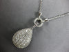 EXTRA LARGE 2.97CT DIAMOND 14KT WHITE GOLD LOVE KNOT TEAR DROP LARIAT NECKLACE