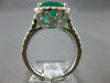 LARGE 5.09CT DIAMOND & AAA EMERALD 18KT WHITE GOLD CUSHION HALO ENGAGEMENT RING