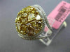 EXTRA LARGE 3.88CT WHITE & FANCY YELLOW DIAMOND 18KT TWO TONE GOLD CLUSTER RING