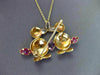 ANTIQUE LARGE 1.50CT AAA MULTI GEM 18KT YELLOW GOLD LOVE DUCK BROOCH CUTE #20178