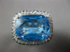 ESTATE EXTRA LARGE 14.51CT DIAMOND AAA SAPPHIRE & BLUE TOPAZ 14K WHITE GOLD RING