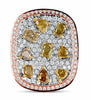 EXTRA LARGE 3.2CT MULTI COLOR DIAMOND 18K TRI COLOR GOLD ETOILE ANNIVERSARY RING