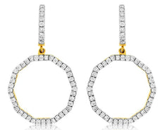 ESTATE .90CT DIAMOND 14KT YELLOW GOLD 3D OCTAGON CIRCLE OF LIFE HANGING EARRINGS