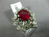 ESTATE EXTRA LARGE 6.30CT DIAMOND & AAA RUBY PLATINUM FLOWER OPEN FILIGREE RING