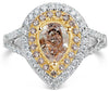 CERTIFIED 1.64CT WHITE & PINK DIAMOND 18K 2 TONE GOLD PEAR SHAPE ENGAGEMENT RING