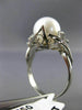 ESTATE LARGE .12CT DIAMOND & AAA SOUTH SEA PEARL PLATINUM 3D FLOWER RING #21817