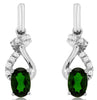 ESTATE 1CT DIAMOND & AAA RUSSALITE 14KT WHITE GOLD OVAL & ROUND HANGING EARRINGS