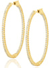 LARGE 1.5CT DIAMOND 18KT YELLOW GOLD 3D ROUND SHARED PRONG HOOP HANGING EARRINGS
