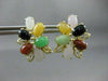 ANTIQUE LARGE AAA MULTI GEM & 14KT YELLOW GOLD FLORAL CLIP ON EARRINGS #22621