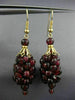 ANTIQUE AAA GARNET 14KT YELLOW GOLD CLASSIC GRAPE CLUSTER HANGING EARRINGS 22070