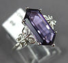 ESTATE 2.33CT DIAMOND & AAA AMETHYST 14K WHITE GOLD 3D HEXAGON & ROUND LOVE RING