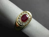 ESTATE 1.20CT DIAMOND & AAA RUBY 14K YELLOW GOLD 3D OVAL BEZEL CLASSIC MENS RING
