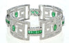 EXTRA LARGE 14.01CT DIAMOND & AAA EMERALD 18KT WHITE GOLD CUFF TENNIS BRACELET