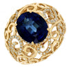 ESTATE LARGE 8.15CT DIAMOND & AAA SAPPHIRE 14K YELLOW GOLD OVAL & ROUND FUN RING