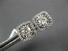 ESTATE LARGE 1.29CT DIAMOND 14KT WHITE GOLD SOLITAIRE SQUARE HALO STUD EARRINGS