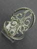 ESTATE EXTRA LARGE .85CT DIAMOND 14KT WHITE GOLD 3D FLOWER OPEN FILIGREE RING