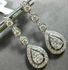 ESTATE 1.32CT DIAMOND 14KT WHITE GOLD 3D CLUSTER TEAR DROP HALO HANGING EARRINGS