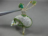 ESTATE LARGE 3.30CT DIAMOND & AAA EMERALD 14KT YELLOW GOLD BALLERINA BROOCH PIN