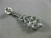 ESTATE LONG 1.13CT DIAMOND 14KT WHITE GOLD OPEN FILIGREE FLOWER HANGING EARRINGS