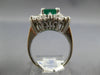 ANTIQUE WIDE 4.43CT DIAMOND & AAA EMERALD 14K WHITE GOLD 3D CUSHION CLUSTER RING