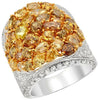 EXTRA LARGE 8.29CT WHITE & FANCY YELLOW DIAMOND 18KT WHITE GOLD MULTI SHAPE RING