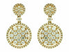 ESTATE 1.65CT DIAMOND 14KT YELLOW GOLD 3D CLUSTER FLOWER HALO HANGING EARRINGS