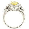 2.39CT WHITE & FANCY YELLOW DIAMOND 18KT 2 TONE GOLD DOUBLE HALO ENGAGEMENT RING