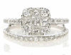 1.32CT DIAMOND 18KT WHITE GOLD 3D PRINCESS & ROUND SQUARE ANNIVERSARY RING SET