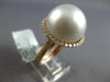LARGE .44CT DIAMOND & AAA SOUTH SEA PEARL 18KT ROSE GOLD 3D ROUND HALO FUN RING