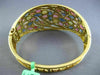LARGE 32.10CT DIAMOND & AAA MULTI COLOR SAPPHIRE 18K YELLOW GOLD BANGLE BRACELET