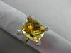 ESTATE LARGE 4.99CT DIAMOND & AAA CITRINE 14K WHTIE GOLD 3D CUSHION CUT FUN RING
