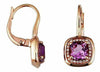 2.01CT DIAMOND & AAA AMETHYST 14KT ROSE GOLD 3D CUSHION HALO HANGING EARRINGS