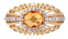 ESTATE 1.57CT DIAMOND & AAA CITRINE 14K YELLOW GOLD CLASSIC HALO FLOWER FUN RING