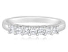 .49CT DIAMOND 18KT WHITE GOLD CUSHION CUT 7 STONE SHARED PRONG ANNIVERSARY RING