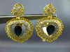 LARGE 2.45CT DIAMOND & AAA SAPPHIRE 14KT YELLOW GOLD HEART HALO HANGING EARRINGS