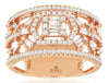 .70CT DIAMOND 14KT ROSE GOLD ROUND & BAGUETTE CLUSTER HEXAGON ANNIVERSARY RING