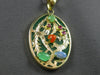 ESTATE LARGE AAA MULTI GEM 14KT YELLOW GOLD 3D OVAL LUCKY DRAGON FUN PENDANT